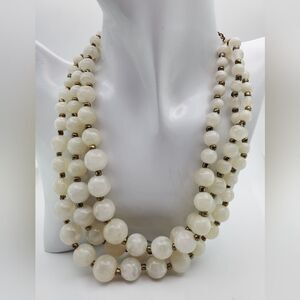 Luxurious Three strand look Moonstone‎ necklace N0839